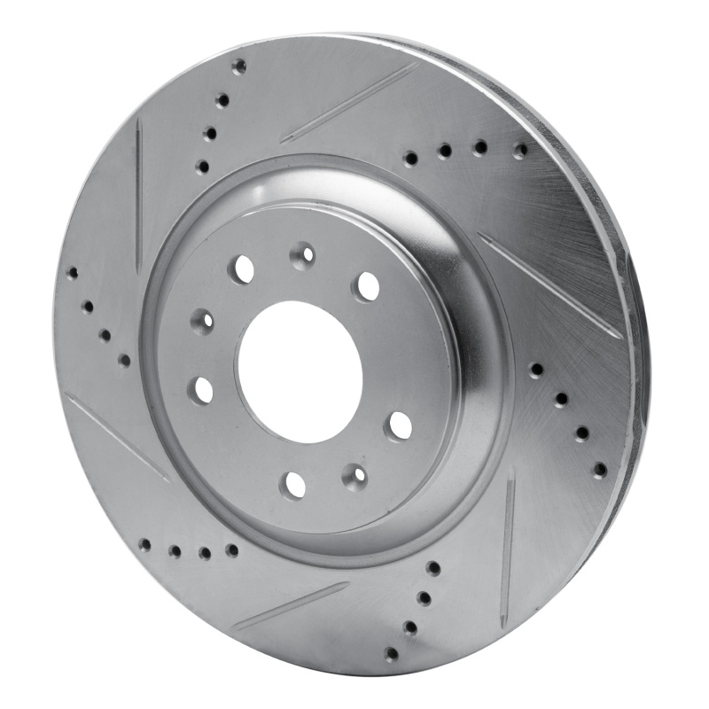 Cadillac CTS Brake Rotor (1) - Front Left - R1 Concepts - Drilled & Slotted - Silver - `04-`08